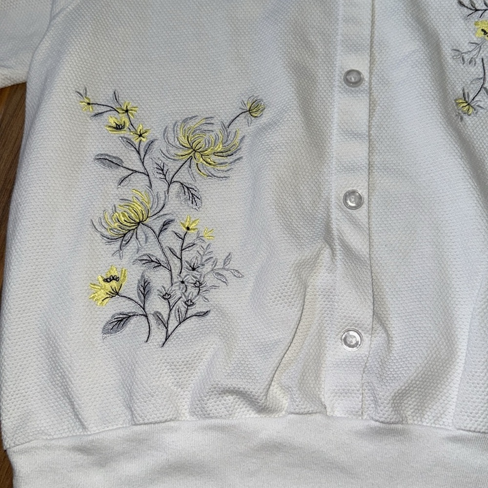 Vintage 1990s Bon Worth Med Floral Embroidered Shirt - button up short sleeve M - Picture 4 of 13